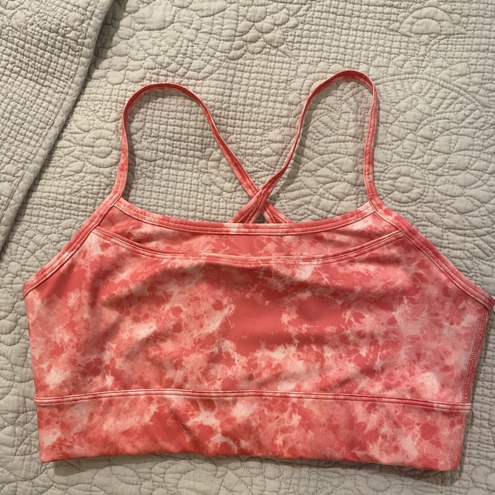 Pink tye die sports bra